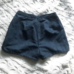 Hollister Navy Blue Suede Lace Up Shorts (Size 0)